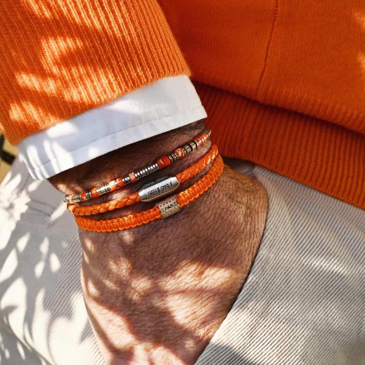 Bracelet DAMIER ZS 4S Orange Leather