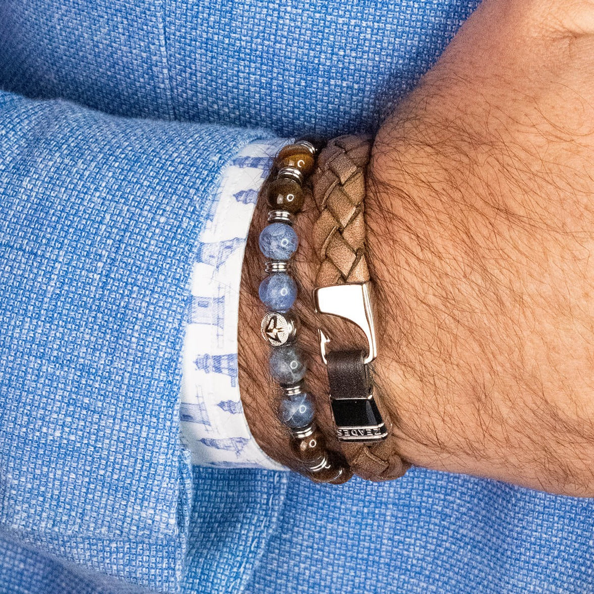 2 bracelets SET 112 - Blue-Brown Tiger Eye
