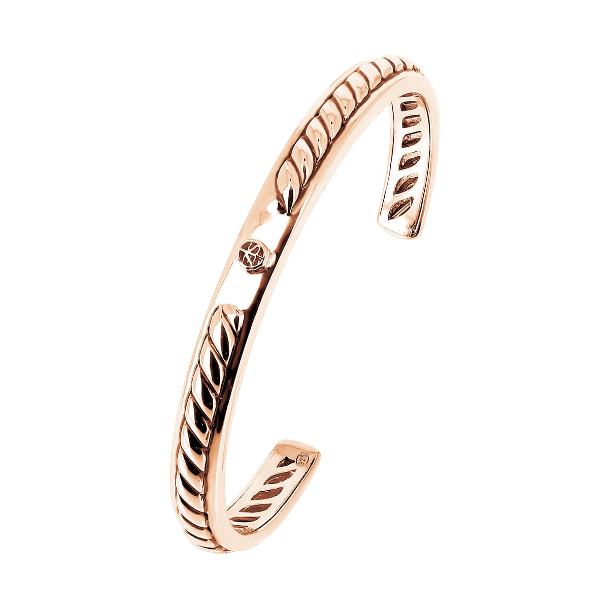 925 SILVER * Bangle LIEN CORDAGE Rose Gold