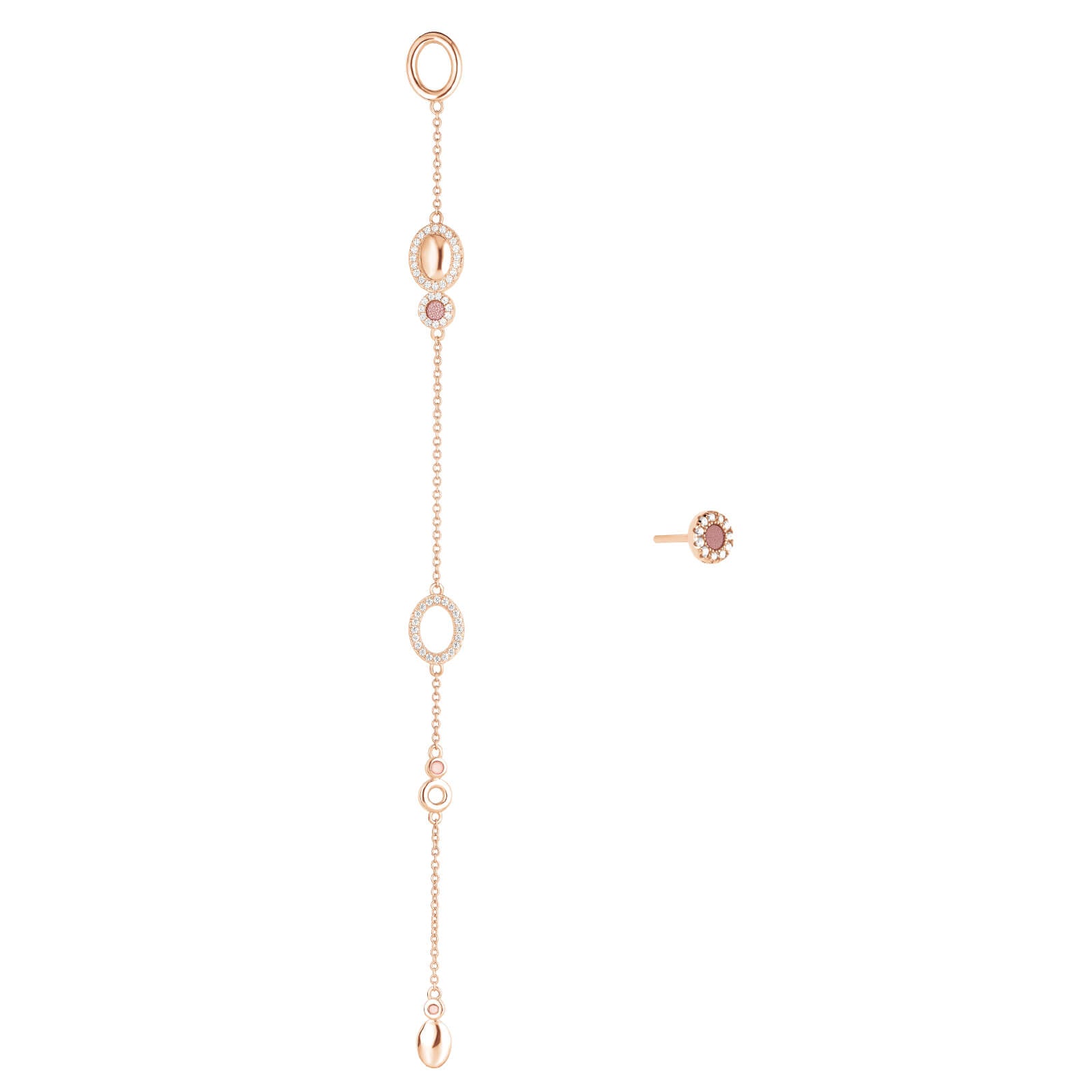 Boucles d'oreilles asymétriques GALETS RIVIERE Rose RO