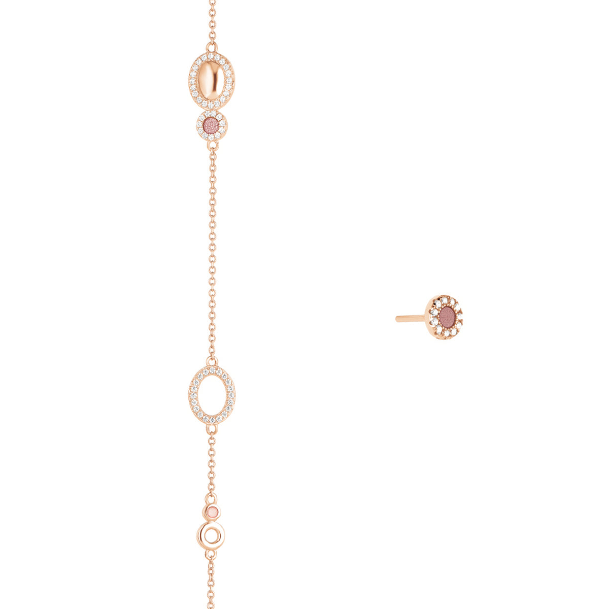 Boucles d'oreilles asymétriques GALETS RIVIERE Rose RO