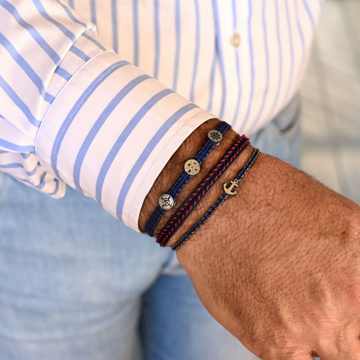 3 Bracelets SET 315 - Leather & Recycled cord