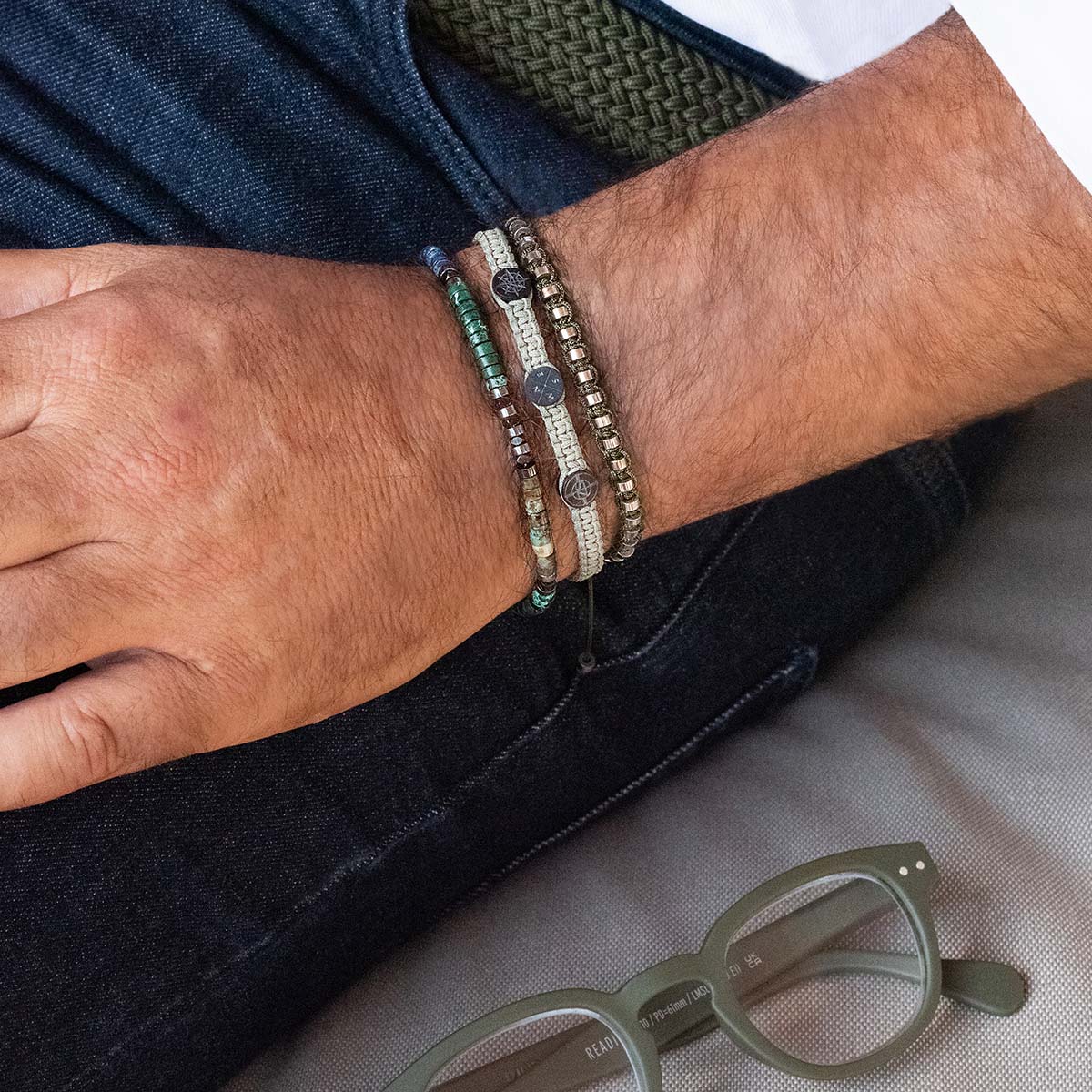 3 bracelets SET 212 - Khaki-Recycled