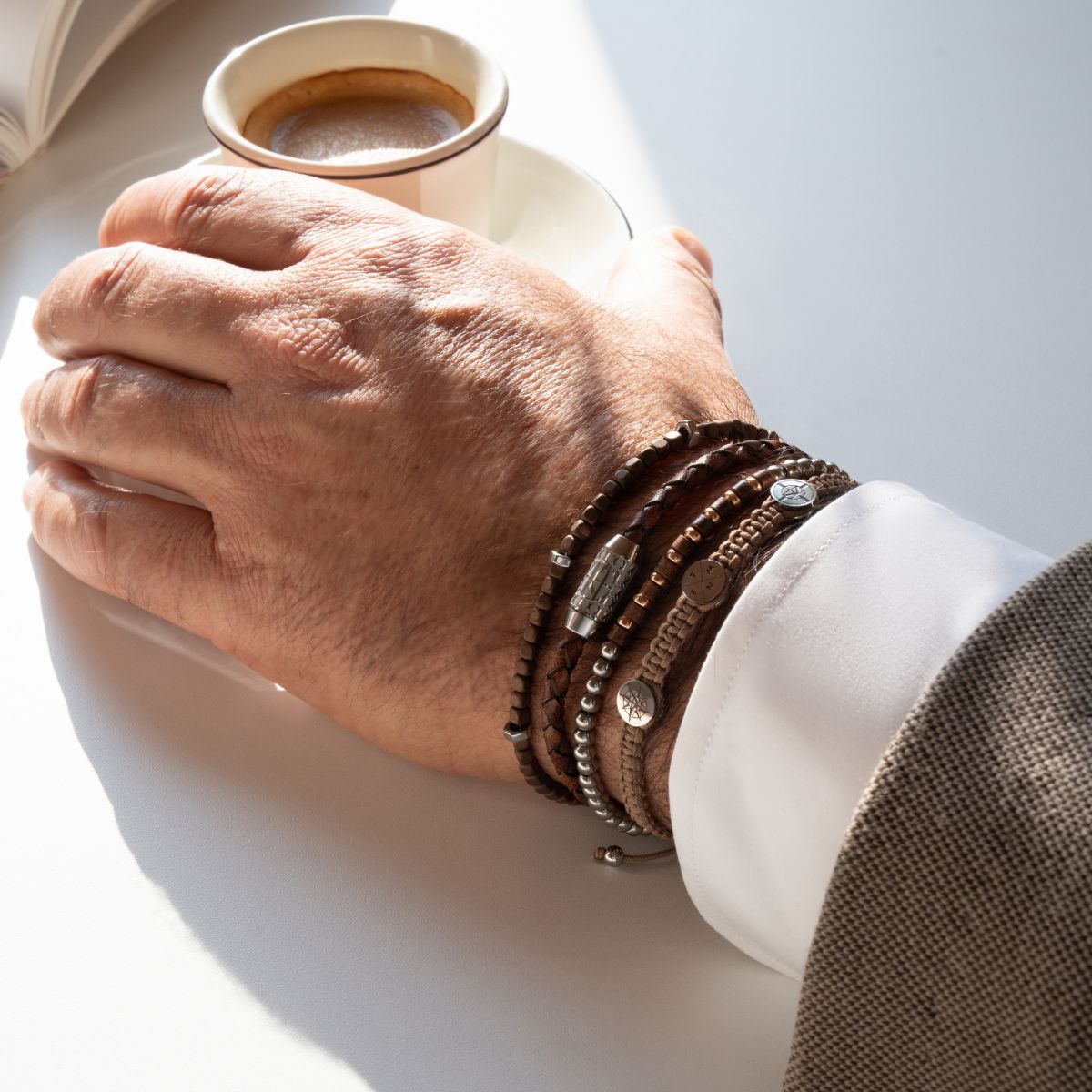 4 bracelets SET 228 - Marron-Hématite