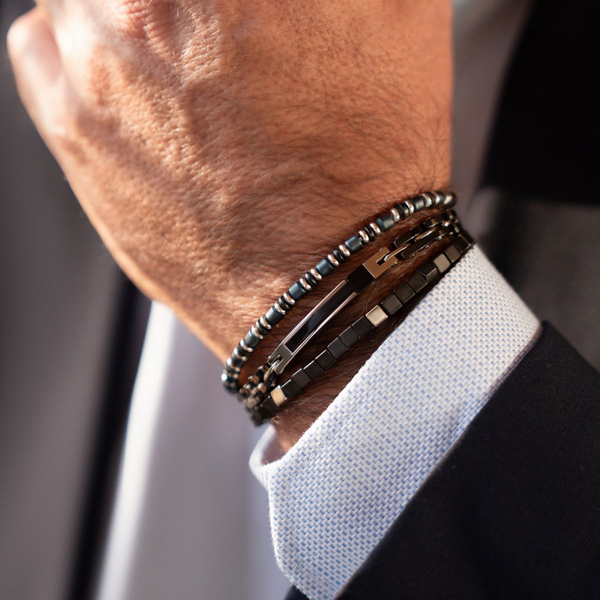 3 bracelets SET 234 - Black-Ceramic