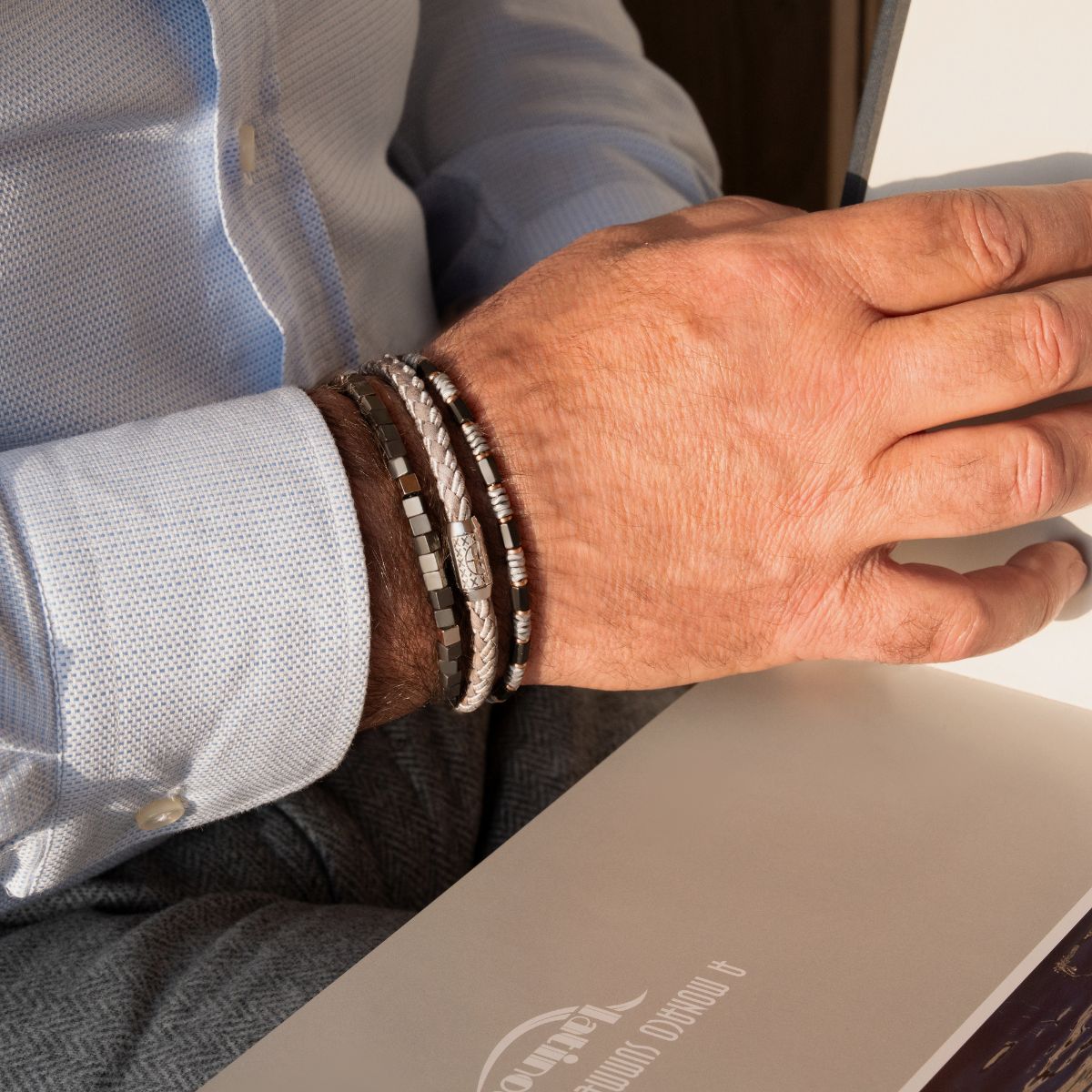 3 bracelets SET 235 - Grey-Hematite