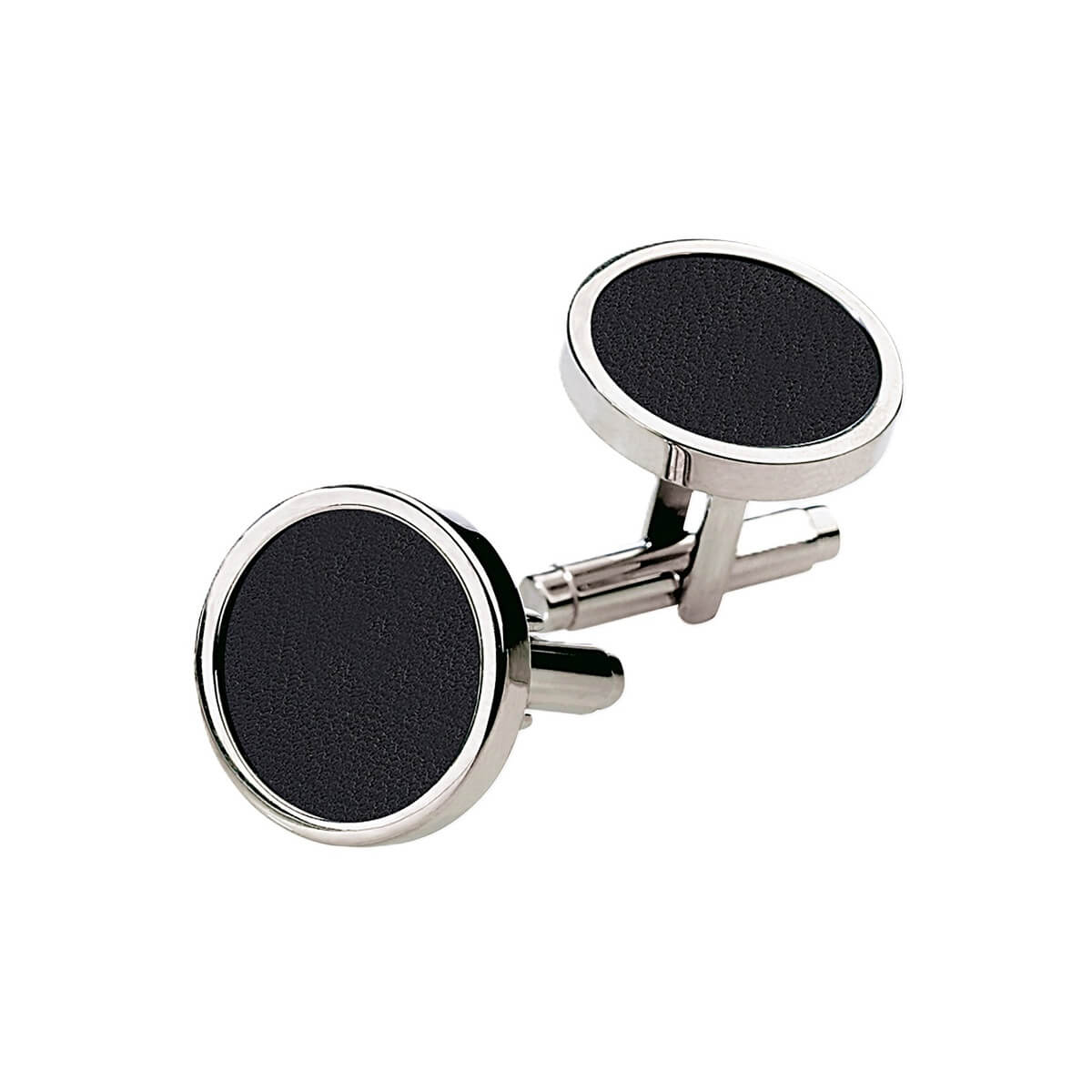 Boutons de Manchette DISCUS - Cuir Noir