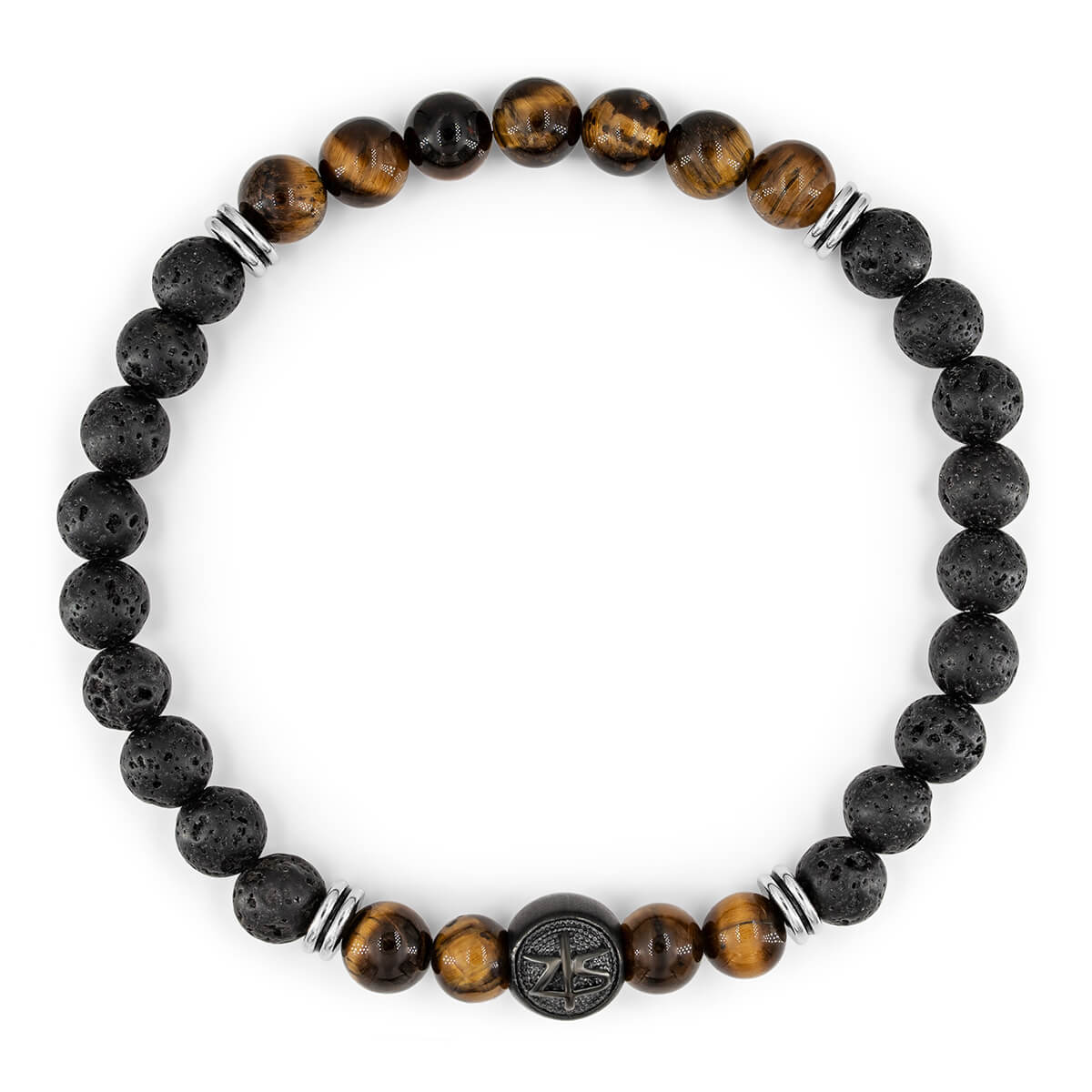 Bracelet Oeil de Tigre et Pierre de Lave Homme TOGO