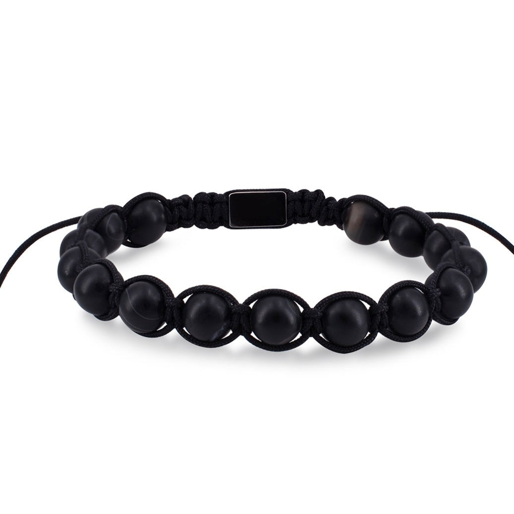 Black beads men bracelet