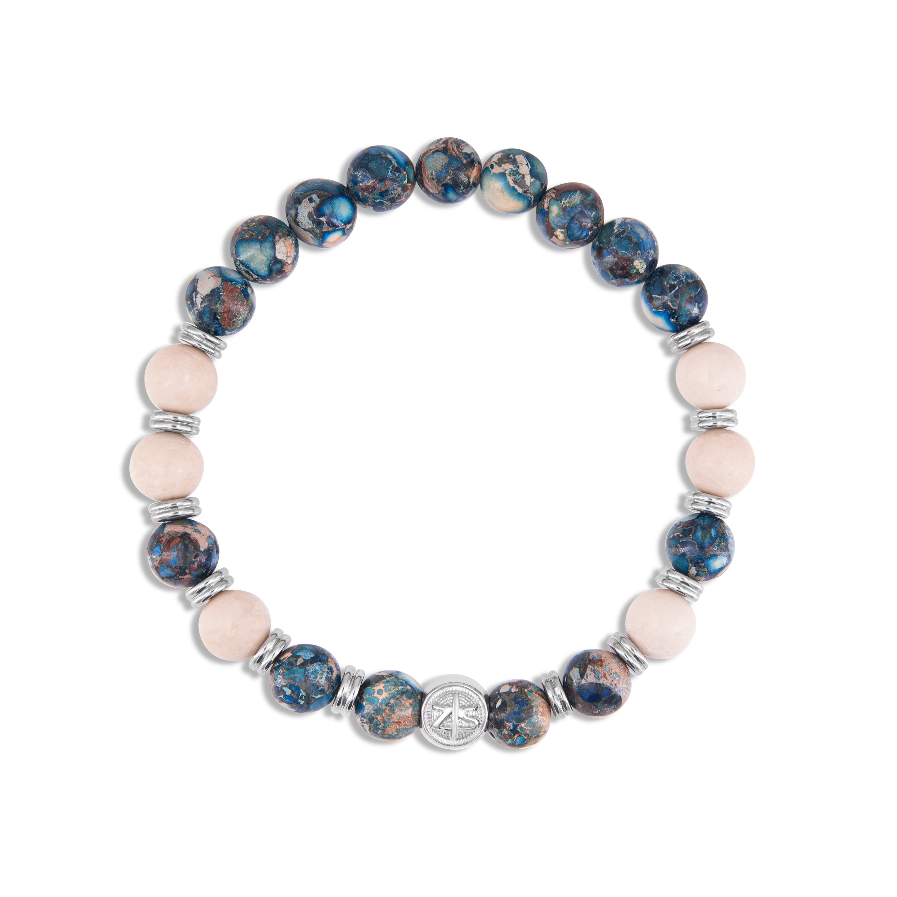 3 bracelets SET 214 - Bleu-Crème Jaspe