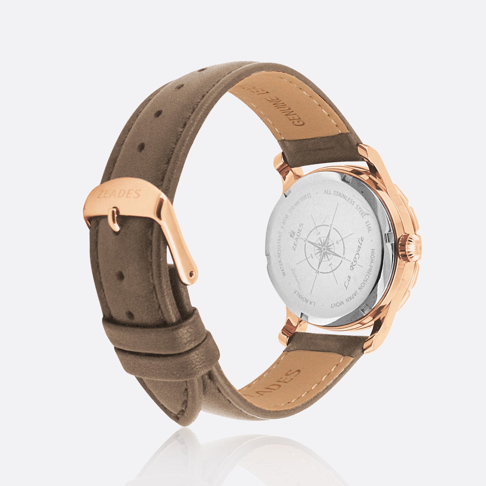 Maroquinière | Montre LA ROYALE DAME 38-SRG Cuir Taupe