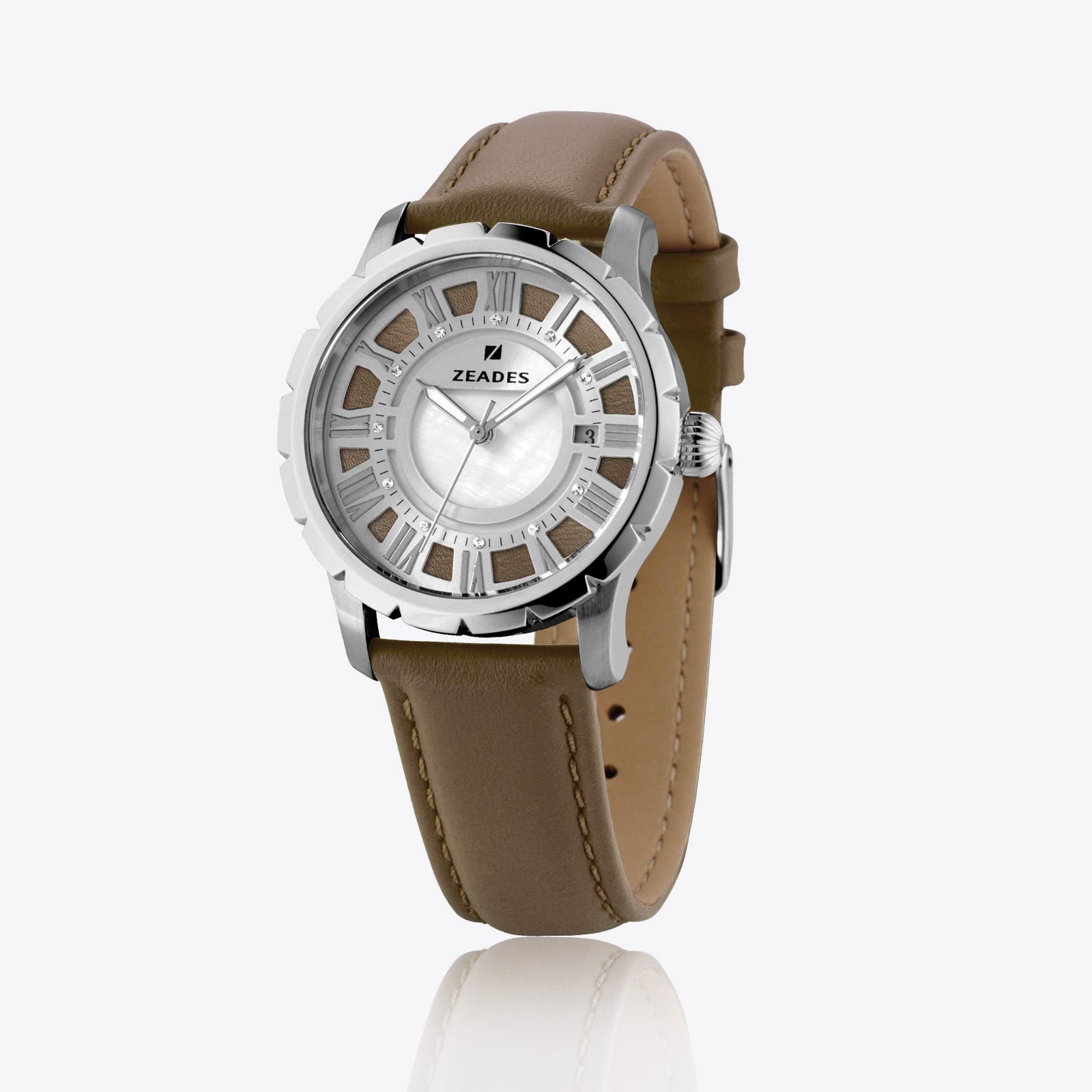 Maroquinière | Watch LA ROYALE DAME 38-STA Taupe Leather
