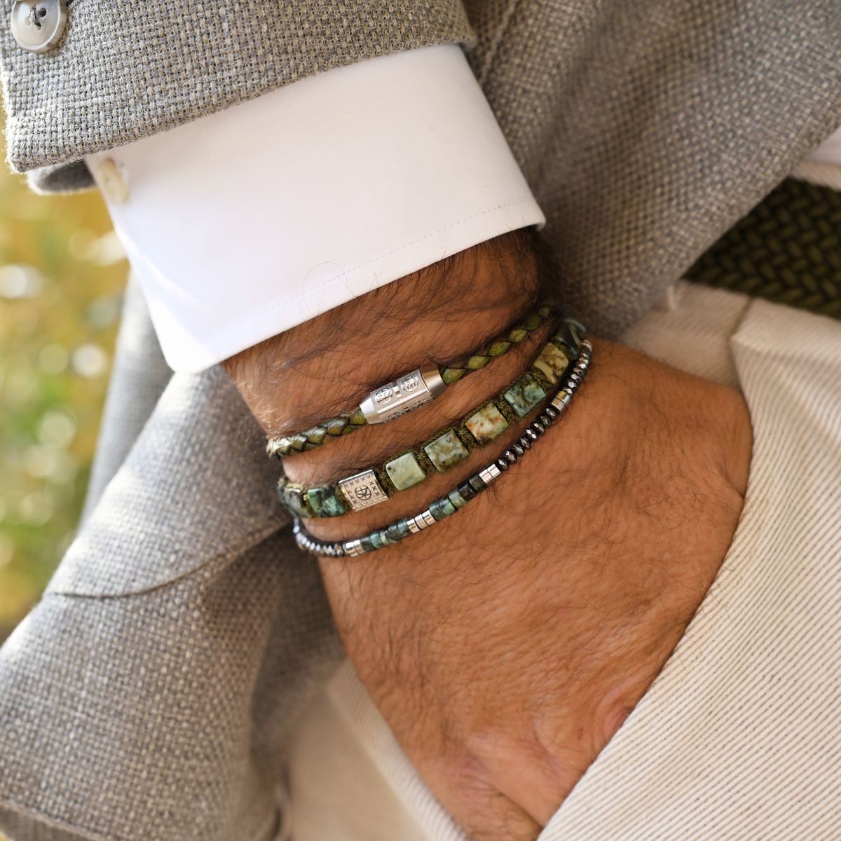3 Bracelets SET 270 - Green-Grey