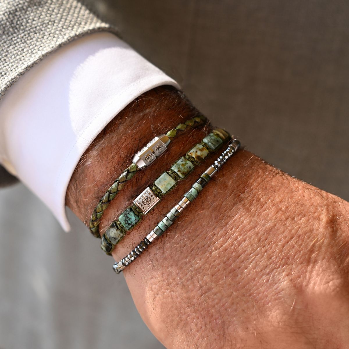 3 Bracelets SET 270 - Green-Grey