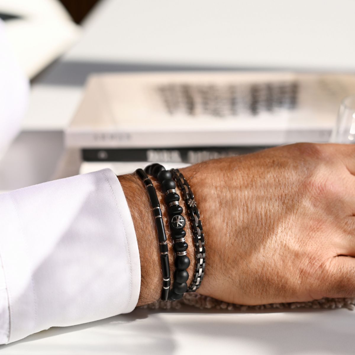 3 Bracelets SET 277 - Noir-Ceramique Agate