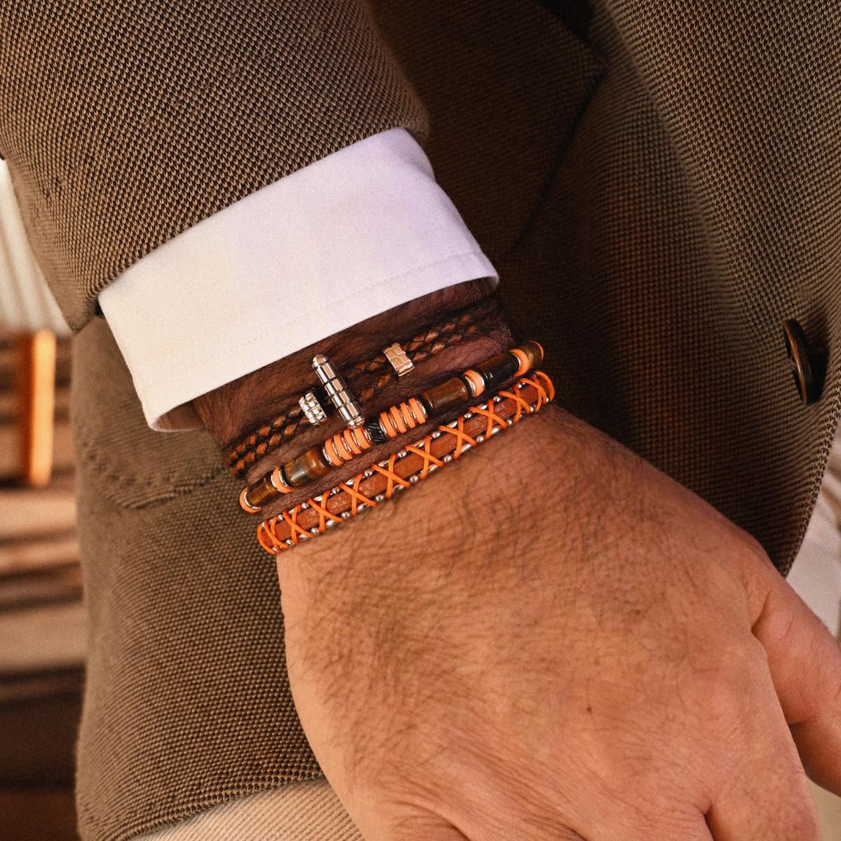 Bracelet DROMON Natural.Or Leather