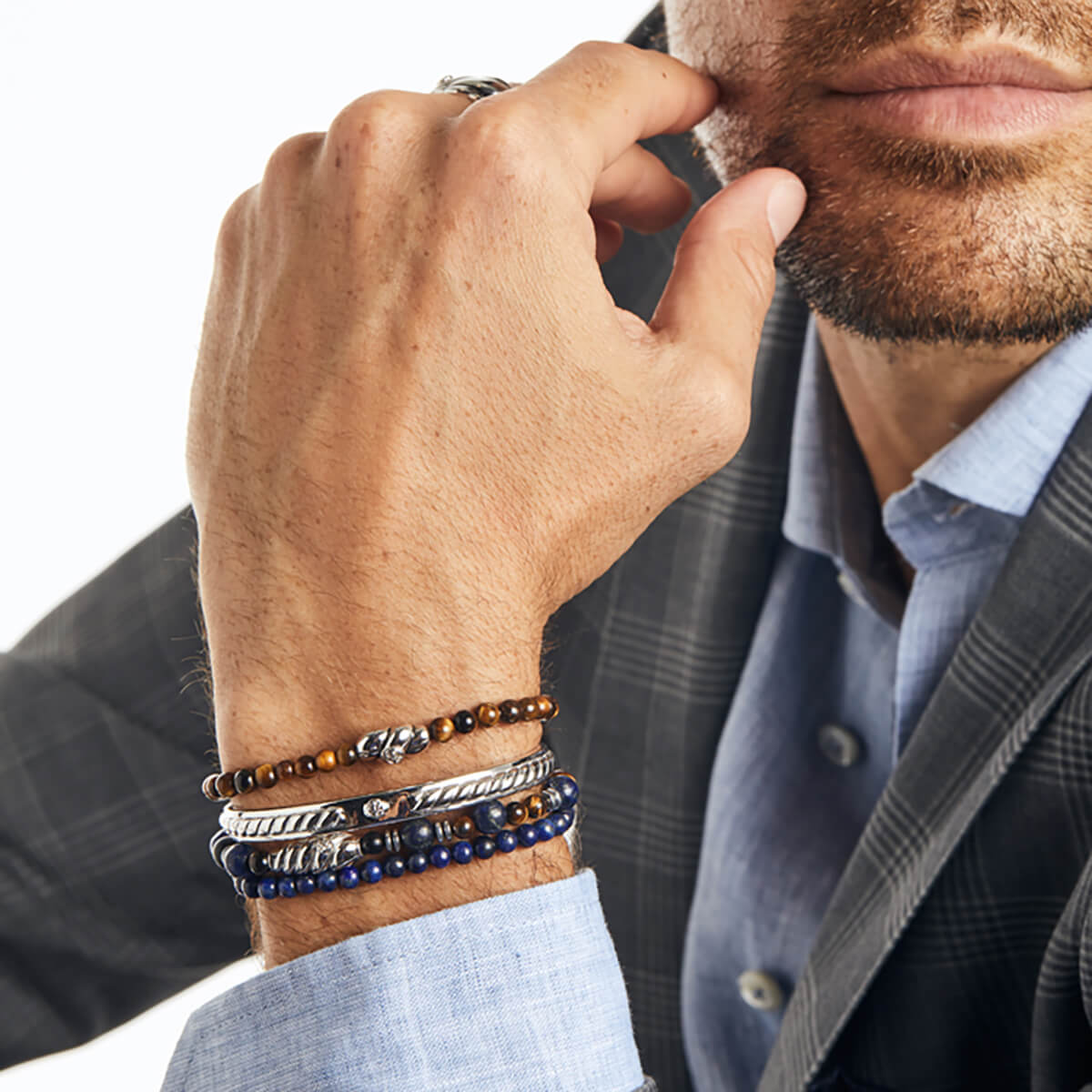 Argent 925 - Bracelet KNOT CAPUCIN Lazuli SI
