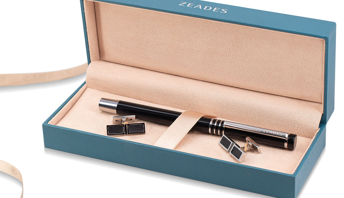SET Cadeau : Boutons de Manchette et Stylo pour homme.