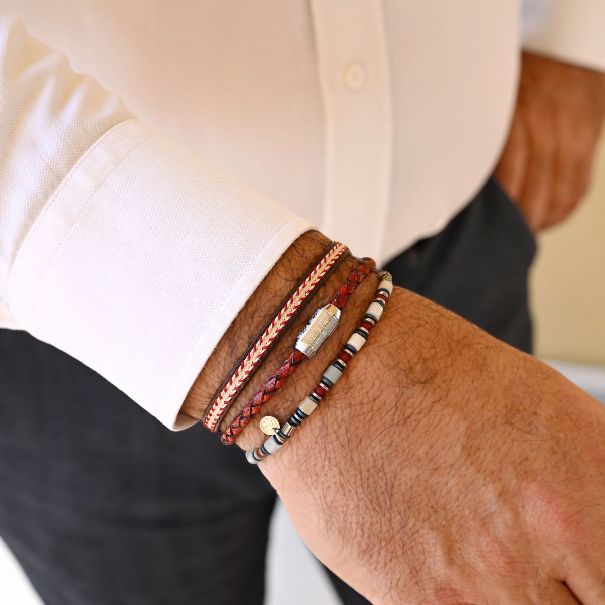 Bracelet TORNADO Brown-Red Leather