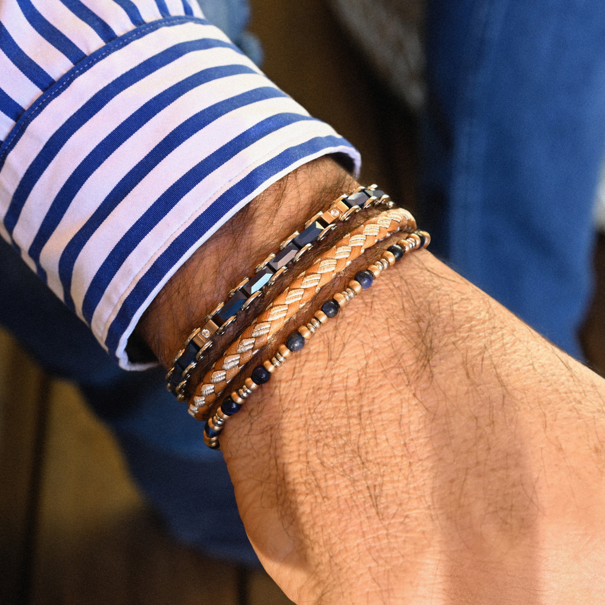 3 Bracelets SET 289 - Blue Tiger Eye