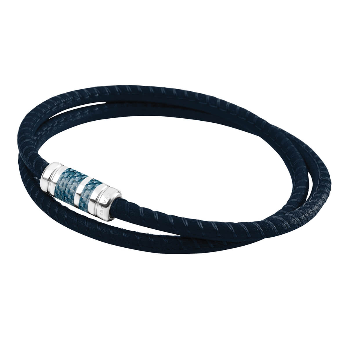 Bracelet cordon Homme Tube double wrap braided Bleu