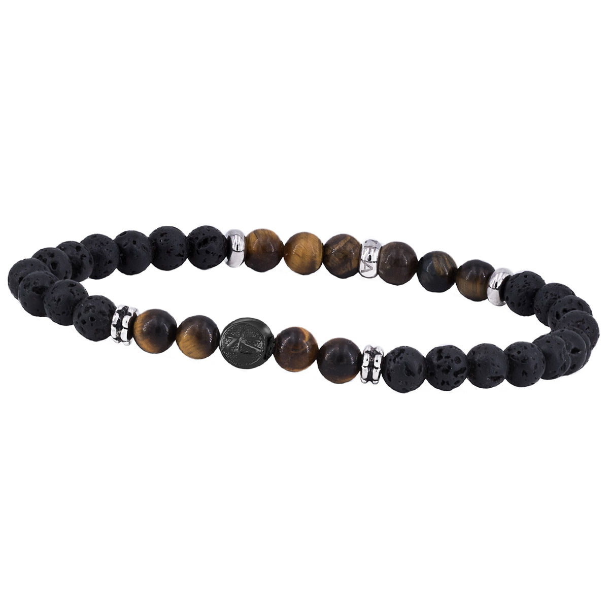 Bracelet Oeil de Tigre et Pierre de Lave Homme TOGO