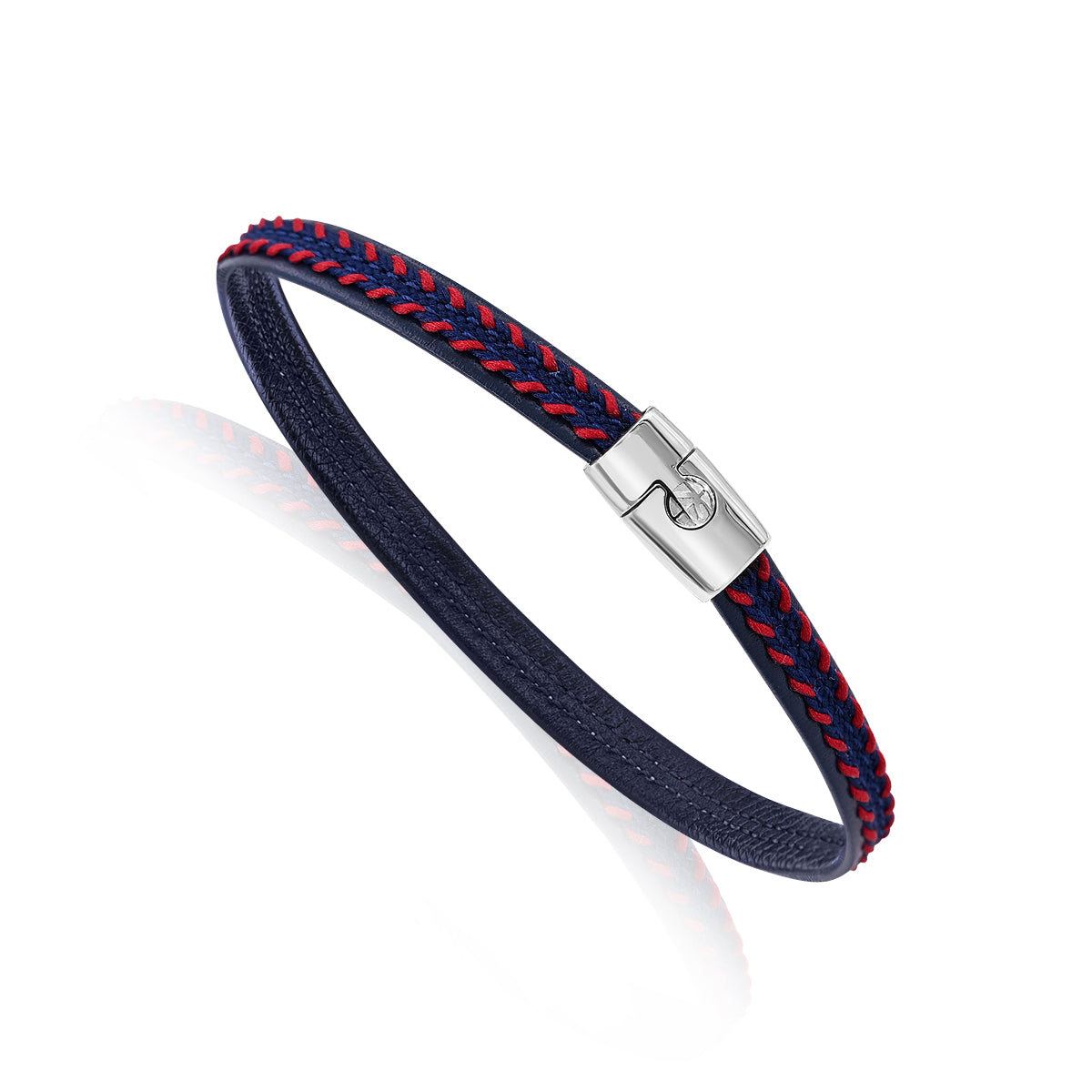 Bracelet TORNADO Blue - Red leather