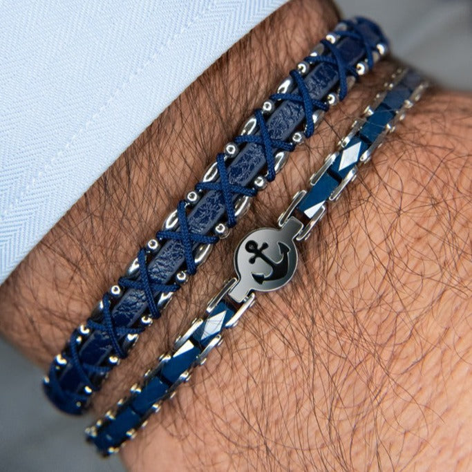 2 bracelets SET 122 * Bleu-Céramique