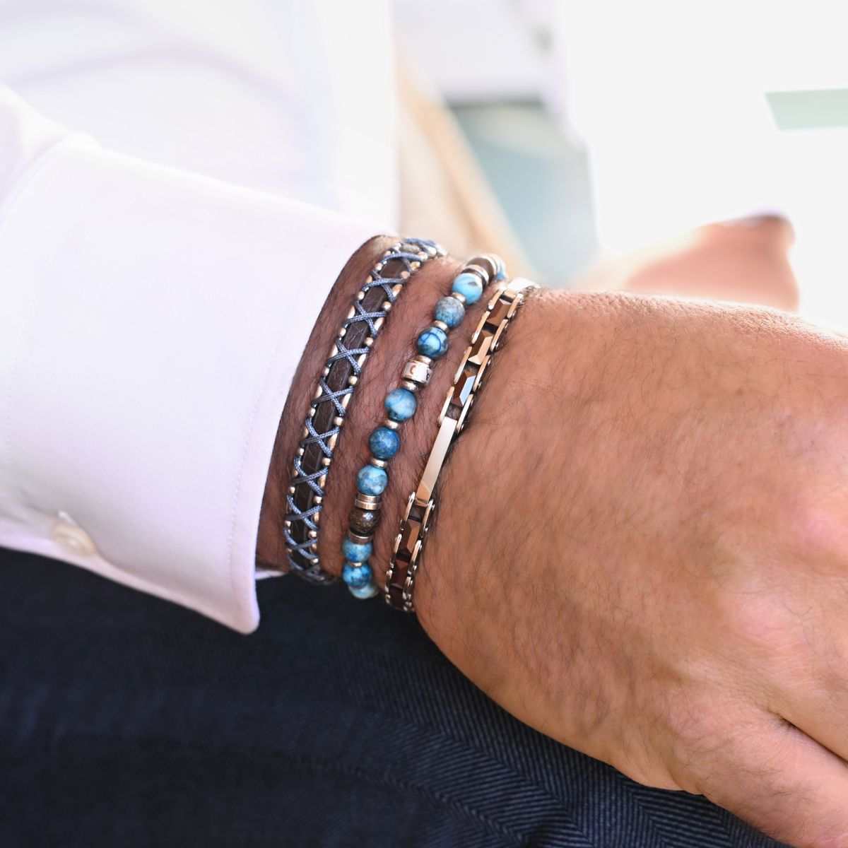 3 Bracelets SET 276*3B - Brown-Blue Ceramic