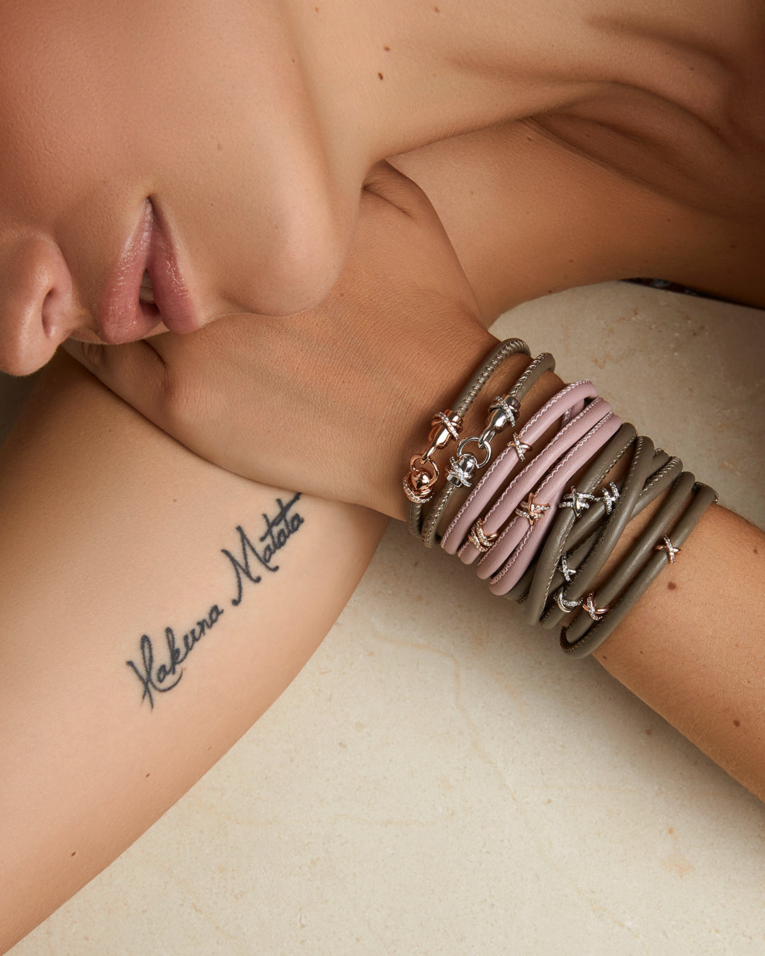 Bracelet A-MER-ELLE 2R Taupe IPR